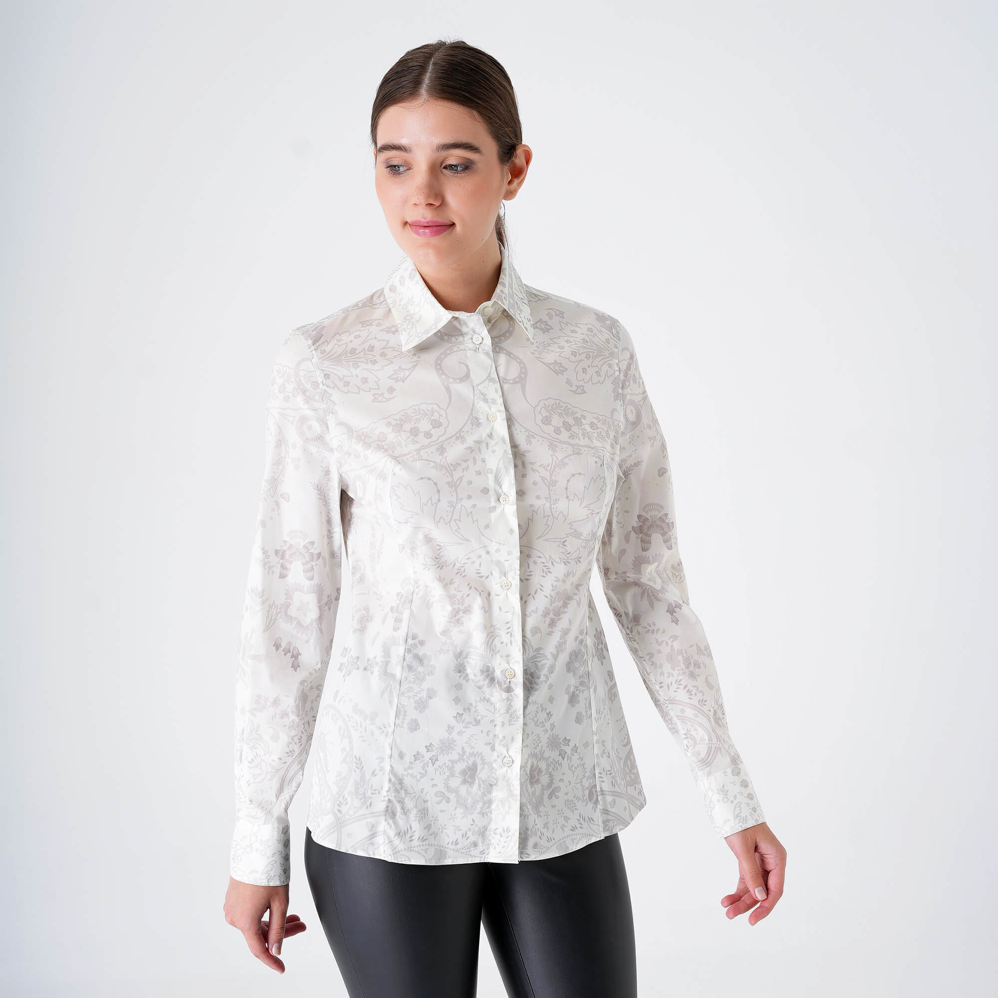 Etro - White&Grey Paisley Cotton  Shirt